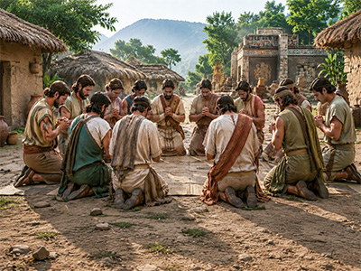 Twelve American disciples pray for the Holy Ghost